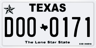 TX license plate DOO0171