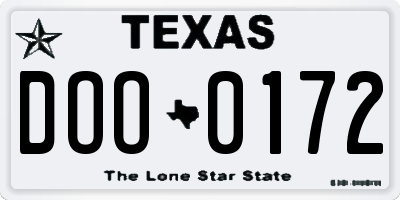 TX license plate DOO0172