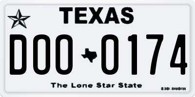 TX license plate DOO0174
