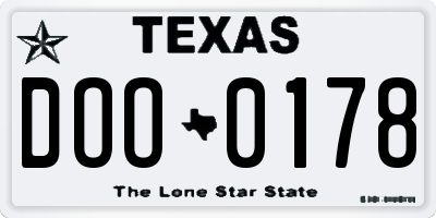 TX license plate DOO0178