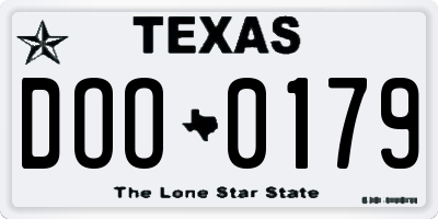 TX license plate DOO0179
