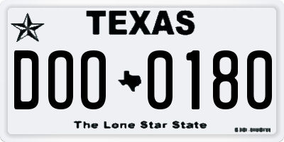 TX license plate DOO0180