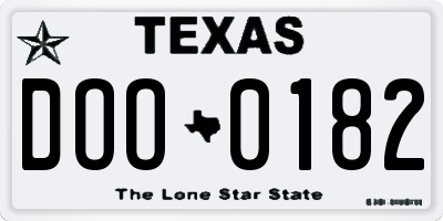 TX license plate DOO0182