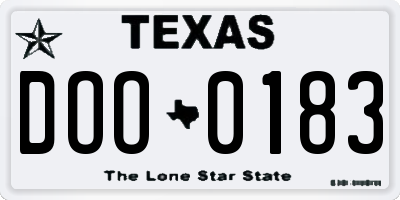 TX license plate DOO0183