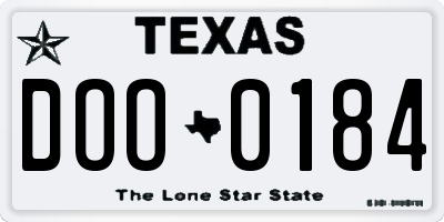 TX license plate DOO0184