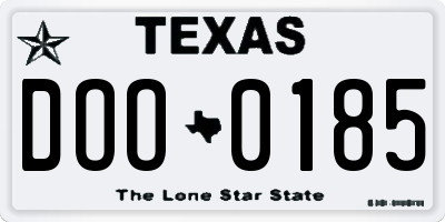 TX license plate DOO0185