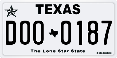 TX license plate DOO0187