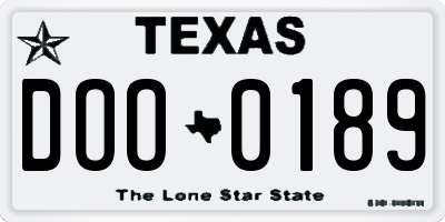 TX license plate DOO0189