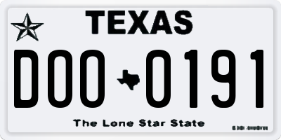 TX license plate DOO0191