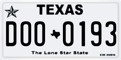 TX license plate DOO0193