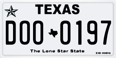 TX license plate DOO0197