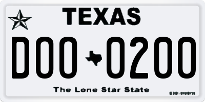 TX license plate DOO0200
