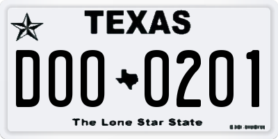 TX license plate DOO0201