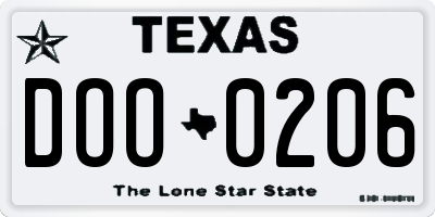 TX license plate DOO0206
