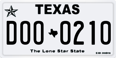 TX license plate DOO0210
