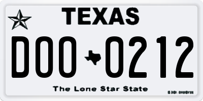 TX license plate DOO0212