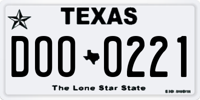 TX license plate DOO0221