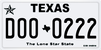 TX license plate DOO0222