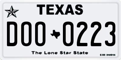 TX license plate DOO0223
