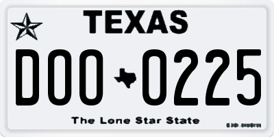 TX license plate DOO0225