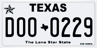 TX license plate DOO0229