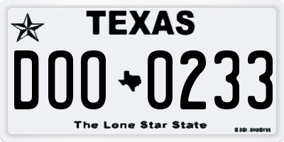 TX license plate DOO0233