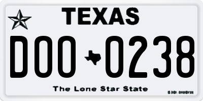 TX license plate DOO0238