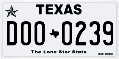 TX license plate DOO0239