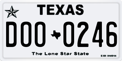 TX license plate DOO0246