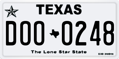 TX license plate DOO0248