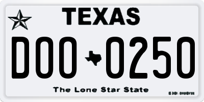 TX license plate DOO0250