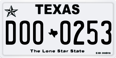 TX license plate DOO0253