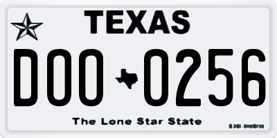 TX license plate DOO0256