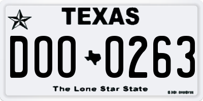 TX license plate DOO0263