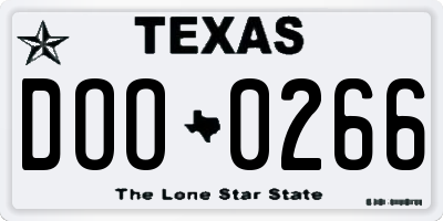 TX license plate DOO0266