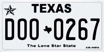 TX license plate DOO0267