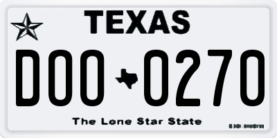 TX license plate DOO0270