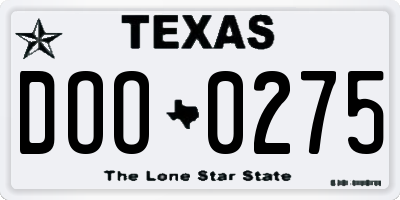 TX license plate DOO0275