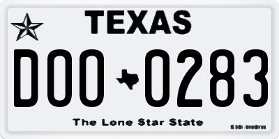TX license plate DOO0283