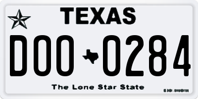 TX license plate DOO0284