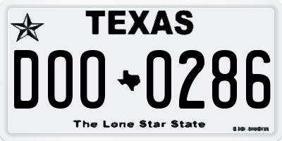TX license plate DOO0286
