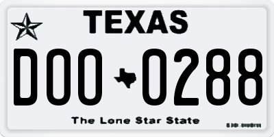 TX license plate DOO0288