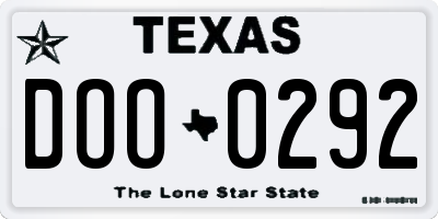 TX license plate DOO0292