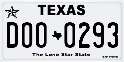 TX license plate DOO0293