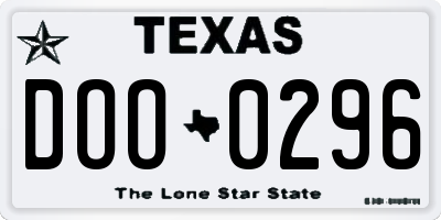 TX license plate DOO0296