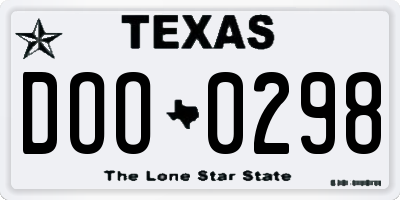 TX license plate DOO0298