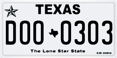 TX license plate DOO0303