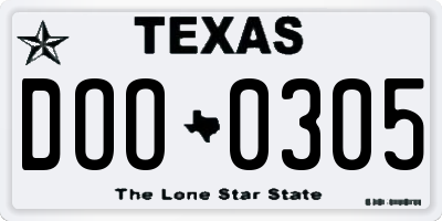 TX license plate DOO0305