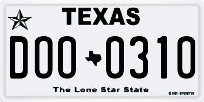 TX license plate DOO0310