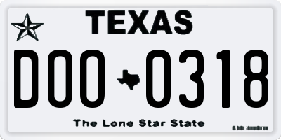TX license plate DOO0318